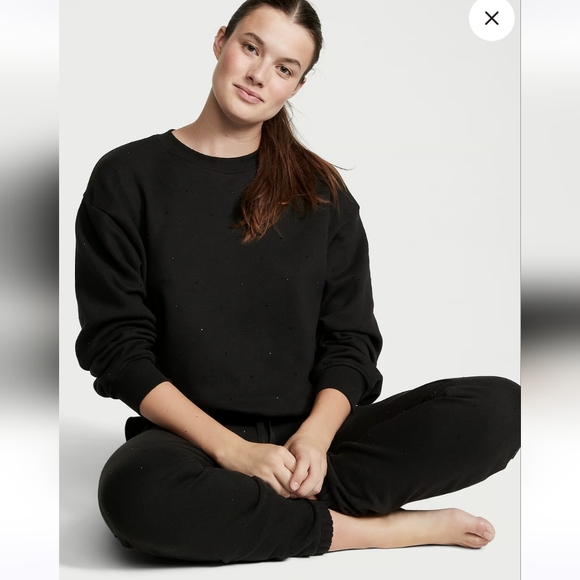 (JUST LISTED) NWT! VICTORIA'S SECRET BLACK DMNDTT COTTON FLEECE GYM SWEA… - Picture 10 of 12